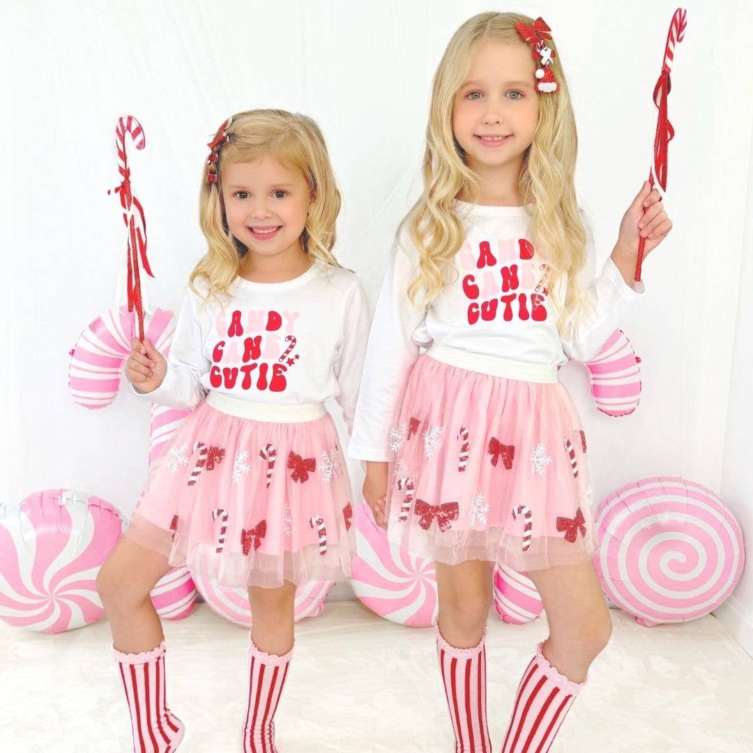 Candy Cane Cutie Sequin Christmas Tutu - Dress Up Skirt - Princess and the Pea Boutique