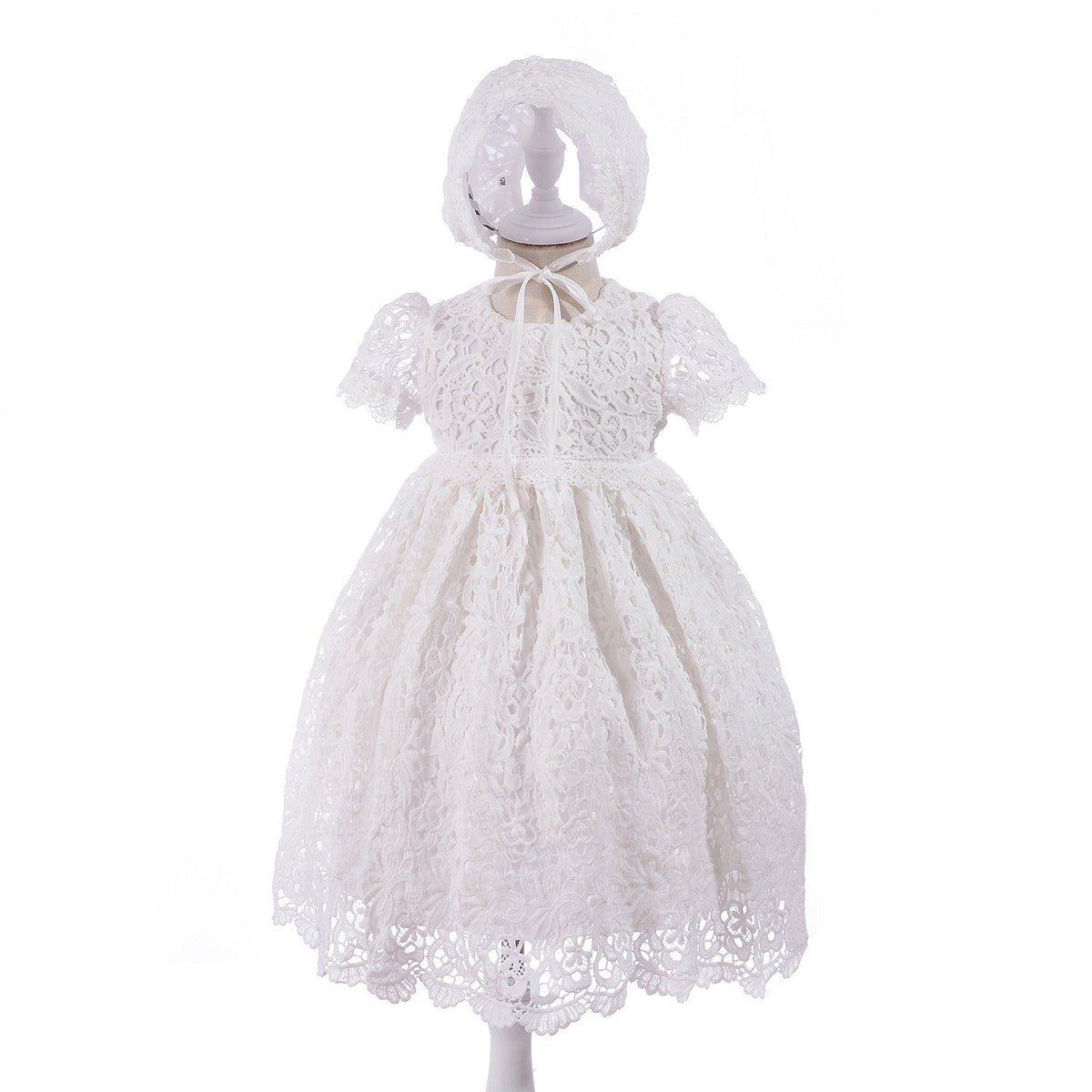 Christening & Baptism Lace Gown and Bonnet Set - Princess and the Pea Boutique
