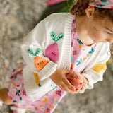 Cream knit cardigan with fruit patterns, baby - Princess and the Pea Boutique