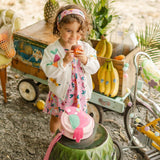 Cream knit cardigan with fruit patterns, baby - Princess and the Pea Boutique