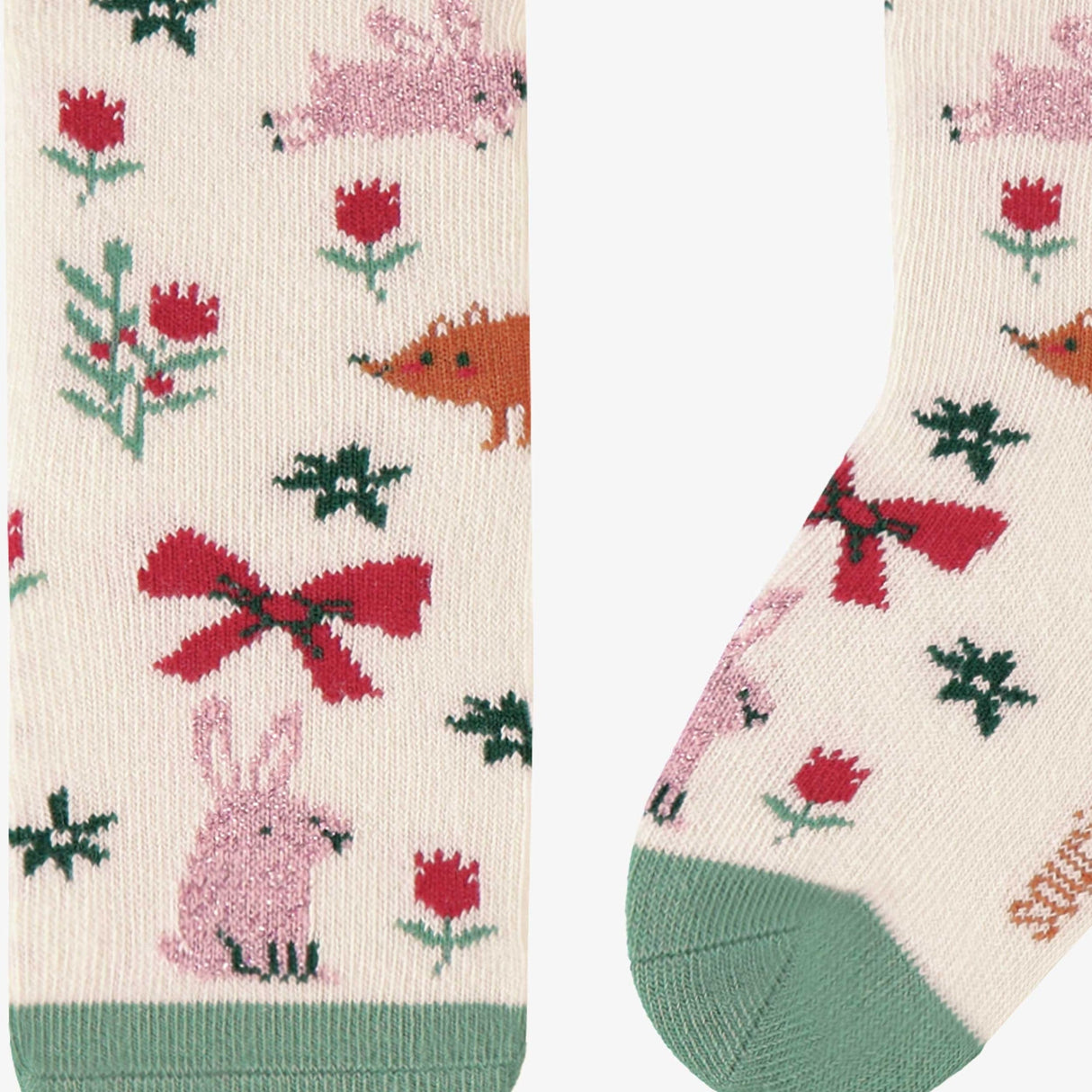 Cream socks with festive patterns, child - Princess and the Pea Boutique
