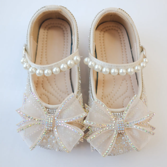 Crystal Princess Bow & Pearl Mary Jane Shoes - Princess and the Pea Boutique