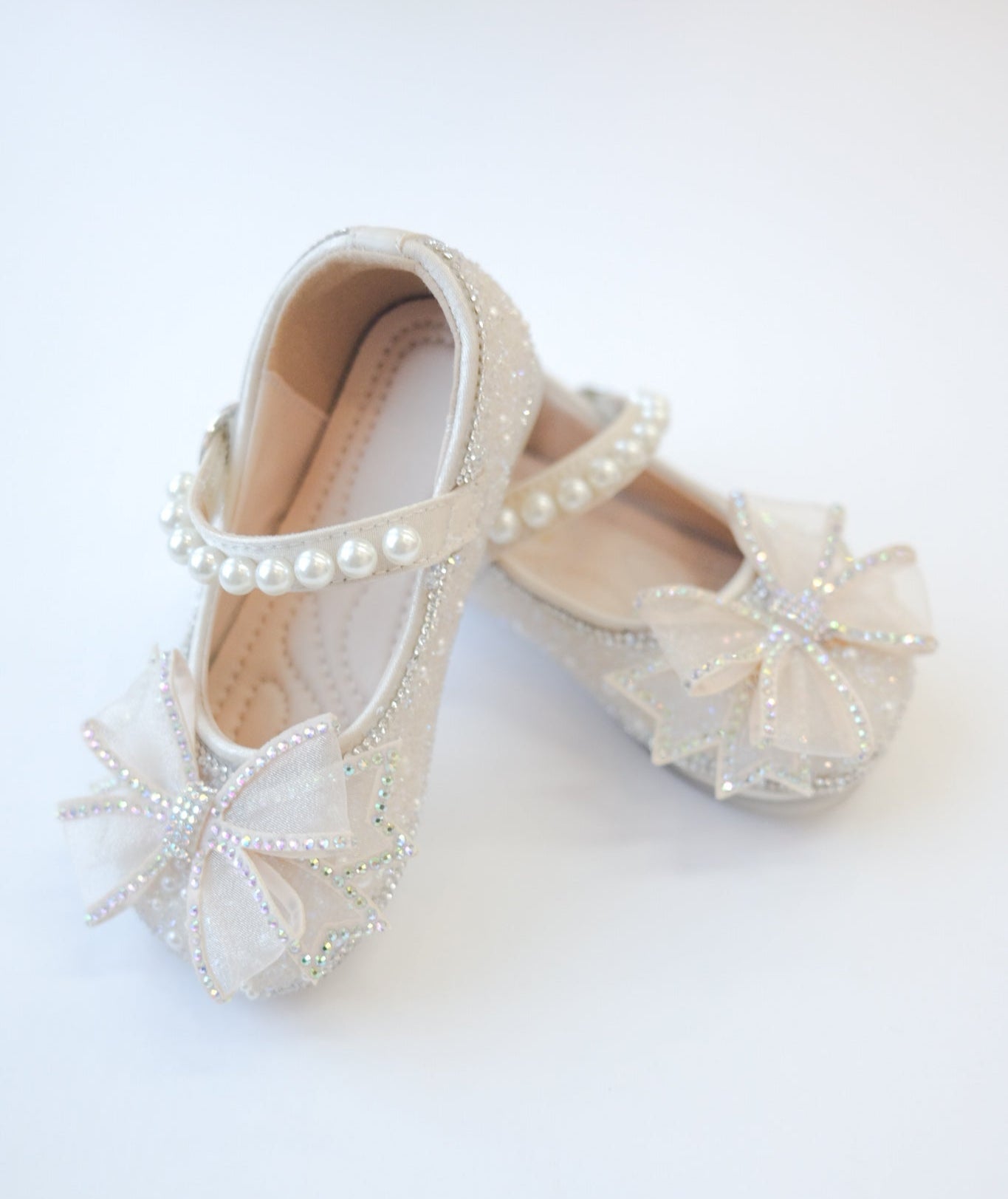 Crystal Princess Bow & Pearl Mary Jane Shoes - Princess and the Pea Boutique