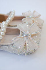 Crystal Princess Bow & Pearl Mary Jane Shoes - Princess and the Pea Boutique