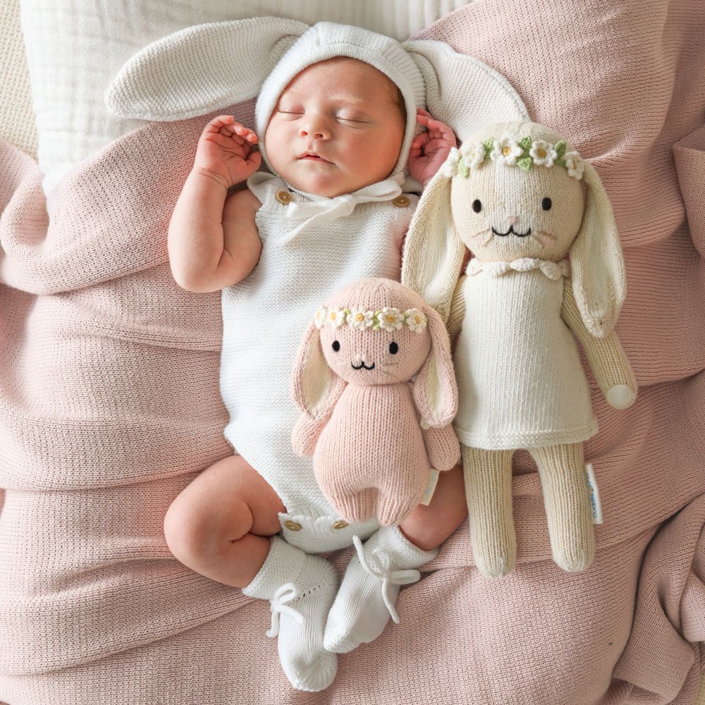 cuddle + kind Baby bunny (rose with ivory floral) - Princess and the Pea Boutique