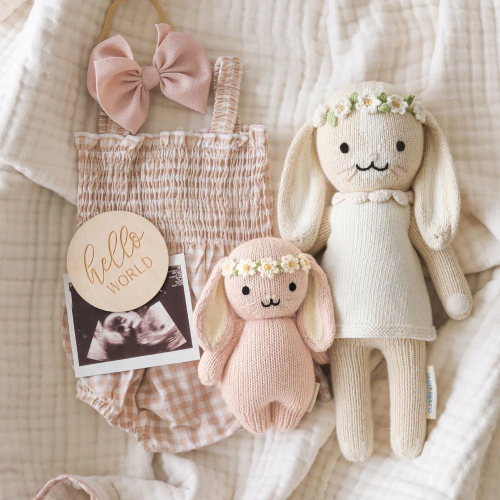 cuddle + kind Baby bunny (rose with ivory floral) - Princess and the Pea Boutique