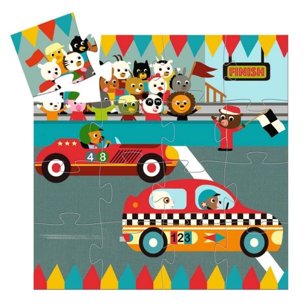 Djeco Silhouette Puzzle - he racing car - 16 pcs - Princess and the Pea Boutique