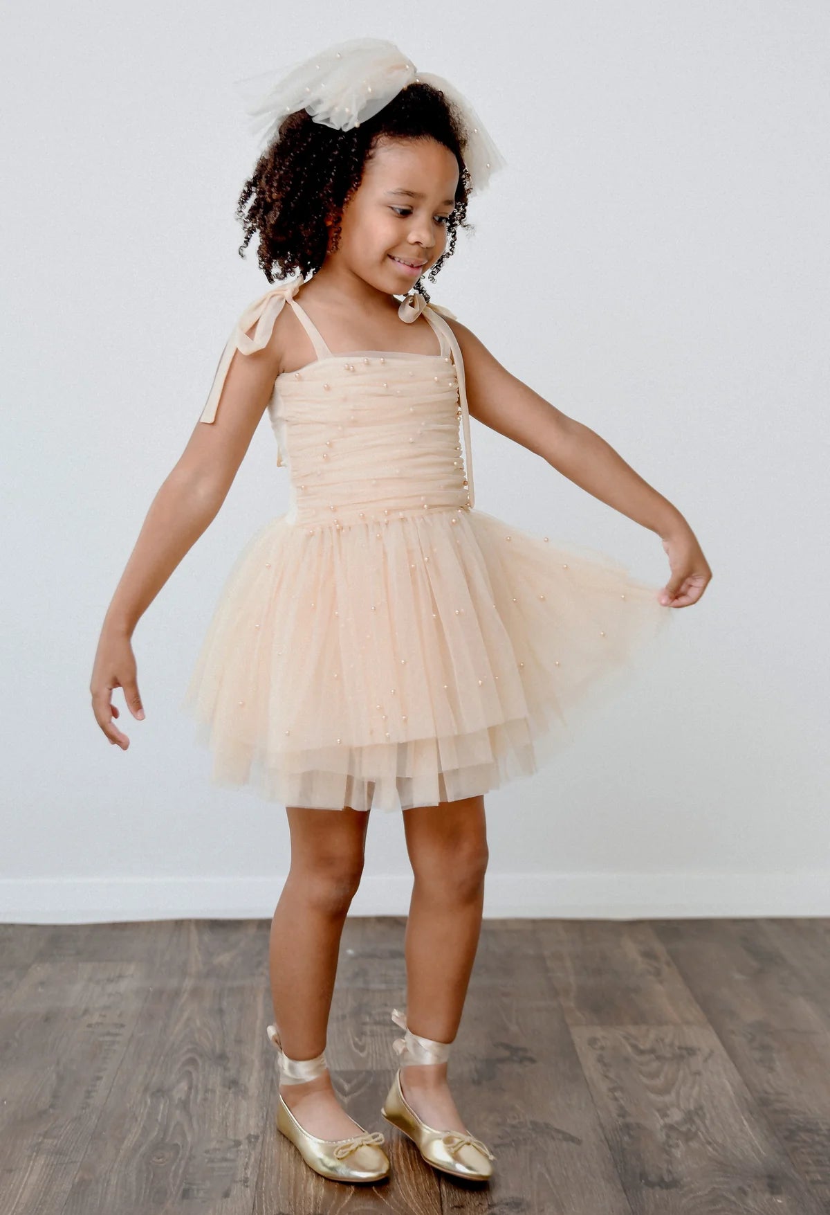 DOLLY Pearl Tulle Ballerina Dress - Cream - Princess and the Pea Boutique