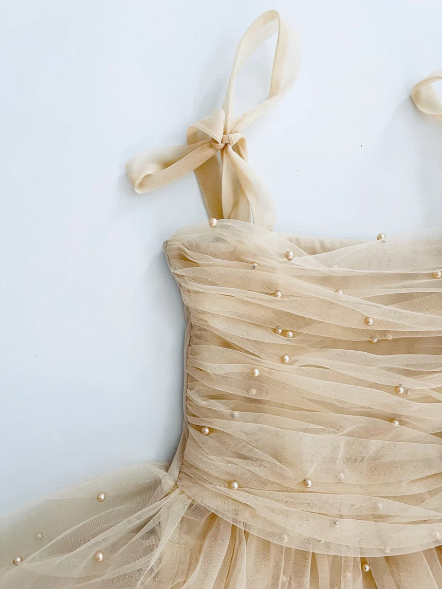 DOLLY Pearl Tulle Ballerina Dress - Cream - Princess and the Pea Boutique