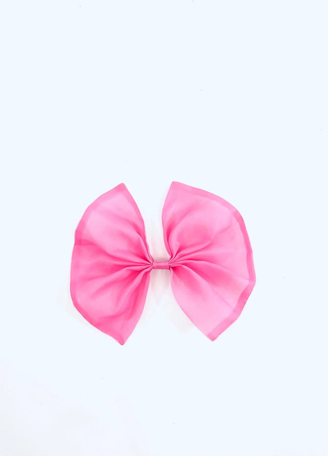 DOLLY PINK PLEASE! Big Organza Hair Bow Aurora Bubblegum pink - Princess and the Pea Boutique