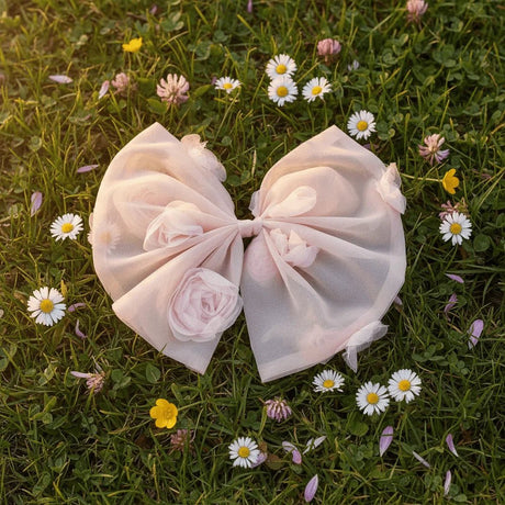 DOLLY The Rose Garden Big Hari Bow - Dolly Pink - Princess and the Pea Boutique