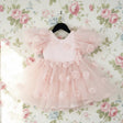 DOLLY The Rose Garden Tulle V-back Puff Dress - Dolly Pink - Princess and the Pea Boutique