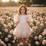 DOLLY The Rose Garden Tulle V-back Puff Dress - Dolly Pink - Princess and the Pea Boutique