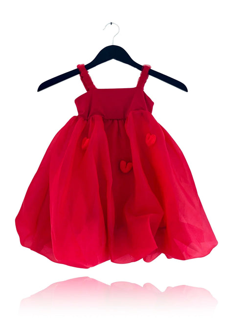 DOLLY World Heart Ballon Organza Dress with Cotton Body - Red - Princess and the Pea Boutique