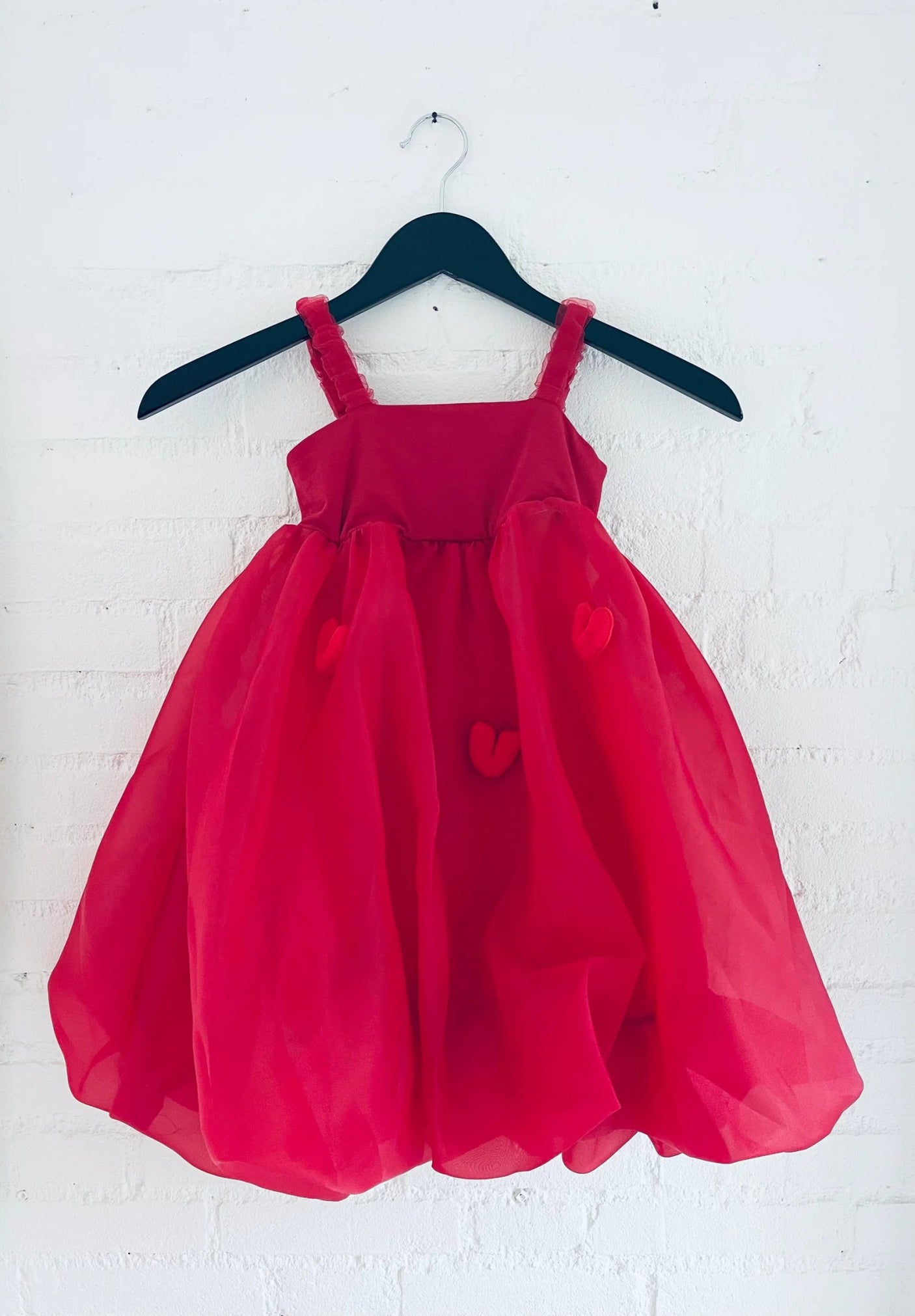 DOLLY World Heart Ballon Organza Dress with Cotton Body - Red - Princess and the Pea Boutique