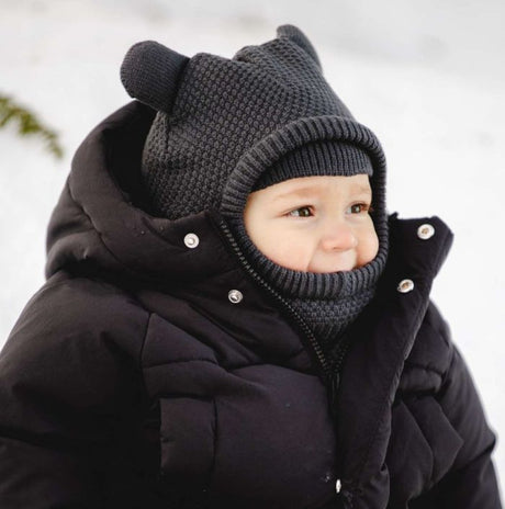 Calikids Knit Balaclava Bear - Black