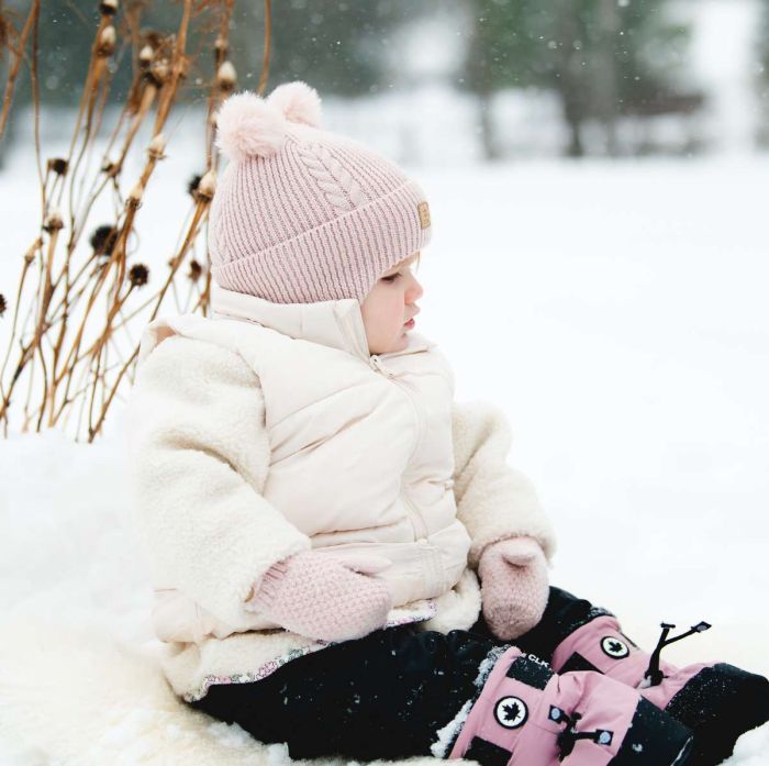 Calikids Knit Soft Touch Hat 2 Fur PomPom - Lotus