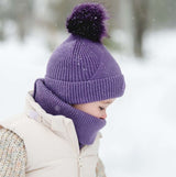 Calikids Knit PomPom Beanie - Grape