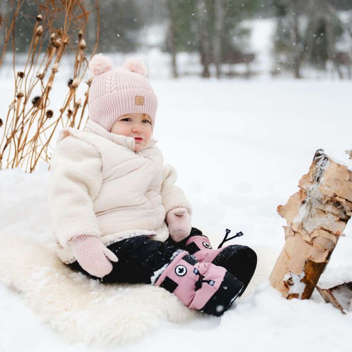 Calikids Knit Soft Touch Hat 2 Fur PomPom - Lotus