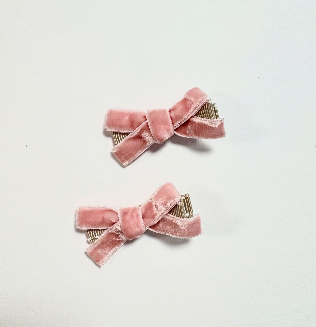 Elegance Velvet Bow Duo - Soft Peach - Princess and the Pea Boutique