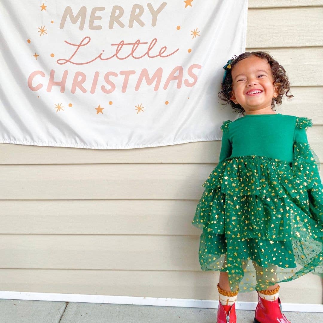 Emerald Shimmer Christmas Long Sleeve Tutu Dress - Princess and the Pea Boutique