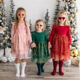 Emerald Shimmer Christmas Long Sleeve Tutu Dress - Princess and the Pea Boutique