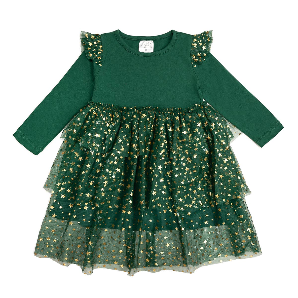 Emerald Shimmer Christmas Long Sleeve Tutu Dress - Princess and the Pea Boutique