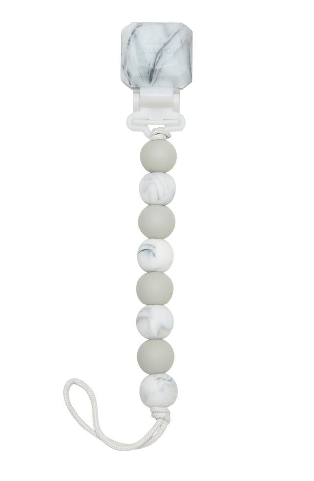 Gem Lolli Pacifier Clip - Marble Grey - Princess and the Pea Boutique