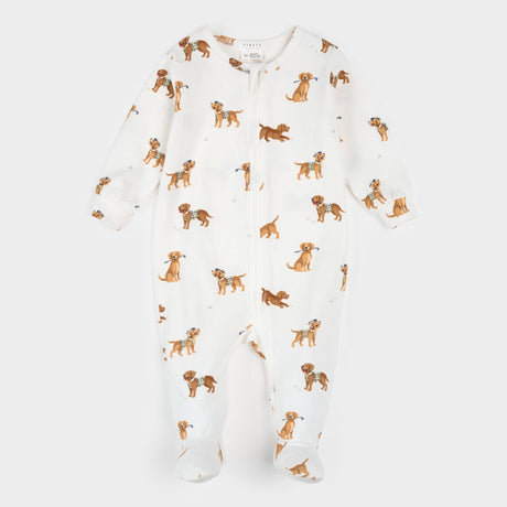 Golf Pups Print on Off - White Sleeper - Princess and the Pea Boutique
