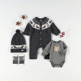 Gray knit one - piece with jacquard patterns - Princess and the Pea Boutique