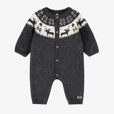 Gray knit one - piece with jacquard patterns - Princess and the Pea Boutique
