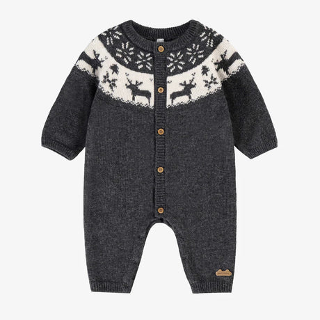 Gray knit one - piece with jacquard patterns - Princess and the Pea Boutique