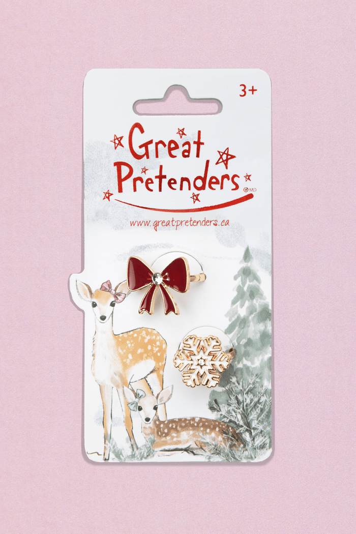 Great Pretenders - Holiday Bow & Snowflake Ring Set - Princess and the Pea Boutique