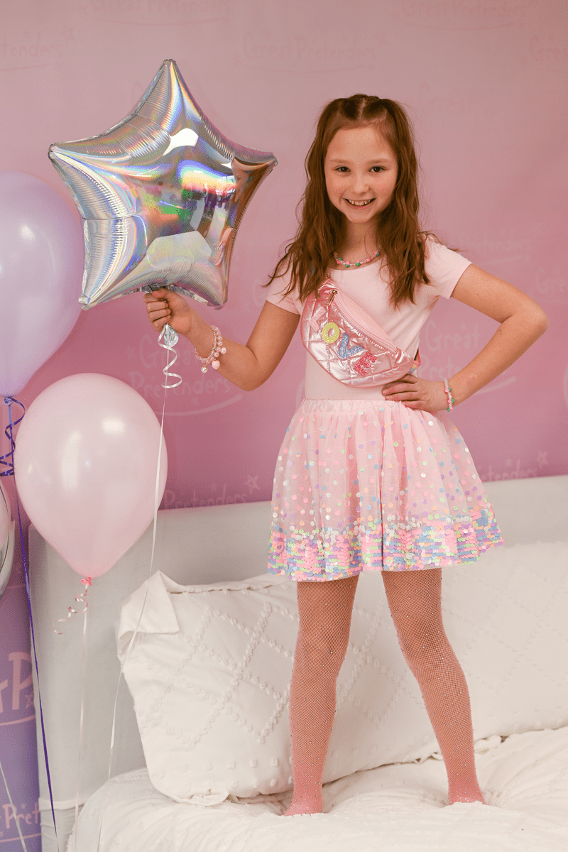 Great Pretenders - Neon Pink Party Fun Sequins Skirt - Princess and the Pea Boutique