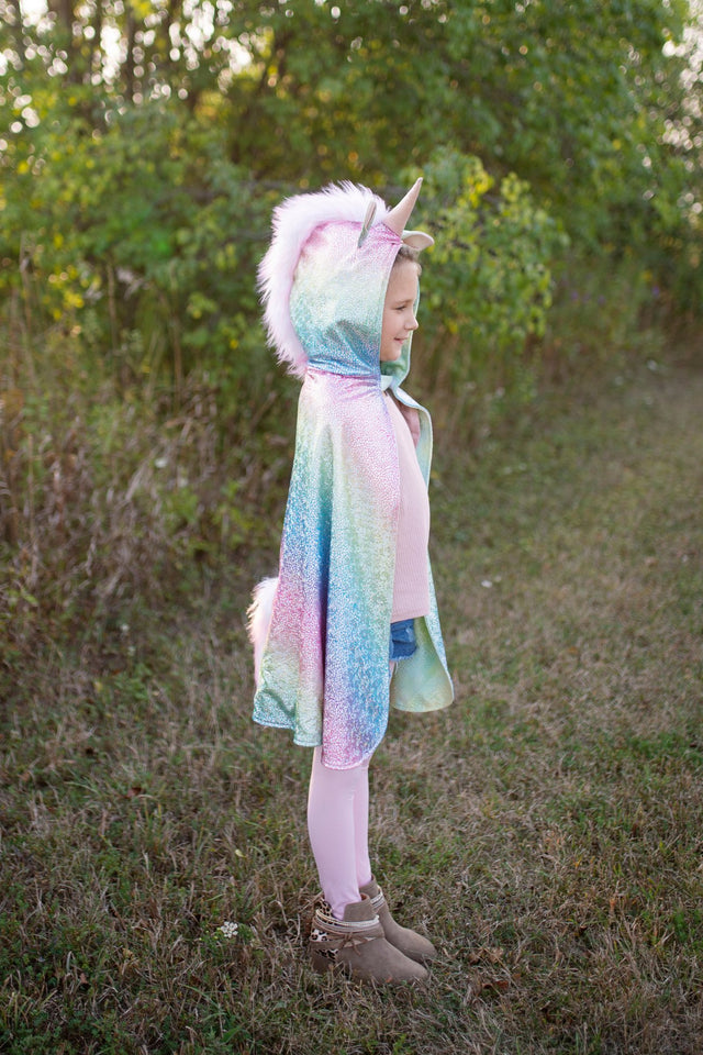 Great Pretenders - Rainbow Reversible Unicorn Dragon Cape - Princess and the Pea Boutique