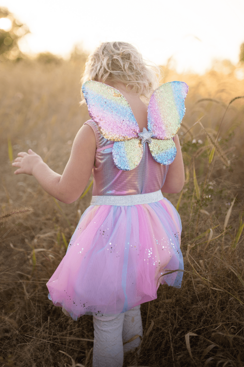 Great Pretenders - Rainbow Sequins Skirt, Wings & Wand - Princess and the Pea Boutique