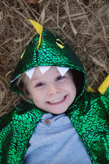 Great Pretenders - Toddler Dragon Cape Green Metallic - Princess and the Pea Boutique