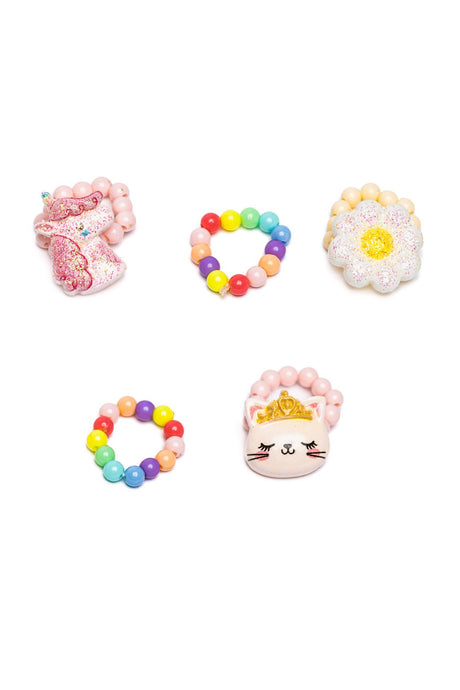 Great Pretenders - Zoom Flower, Kitty, Unicorn Elastic Ring Set - Princess and the Pea Boutique