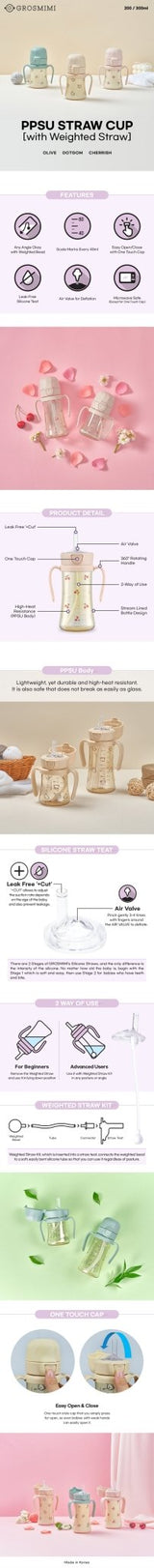 Grosmimi PPSU Dotgom Weighted Straw Cup 2.0 200ml- Butter - Princess and the Pea