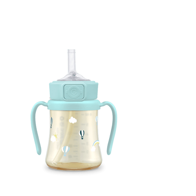 Grosmimi PPSU Sky Balloon Weighted Straw Cup 2.0 200ml - Creamy Blue - Princess and the Pea Boutique