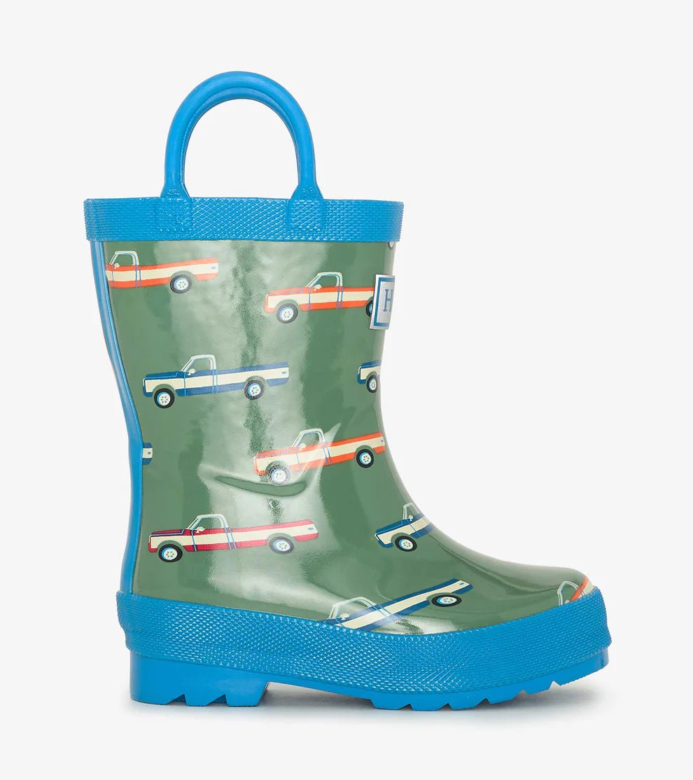 Hatley Boys Big Trucks Rain Boots with Handles - Princess and the Pea Boutique