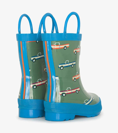 Hatley Boys Big Trucks Rain Boots with Handles - Princess and the Pea Boutique