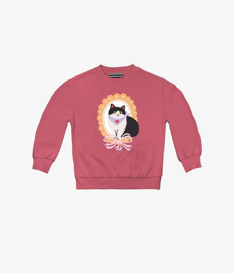 Headster Kids Kitty Charm Crewneck - Clay Rose - Princess and the Pea Boutique