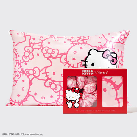 Hello Kitty x Kitsch Satin Pillowcase & Pillow Scrunchie Set - Princess and the Pea Boutique