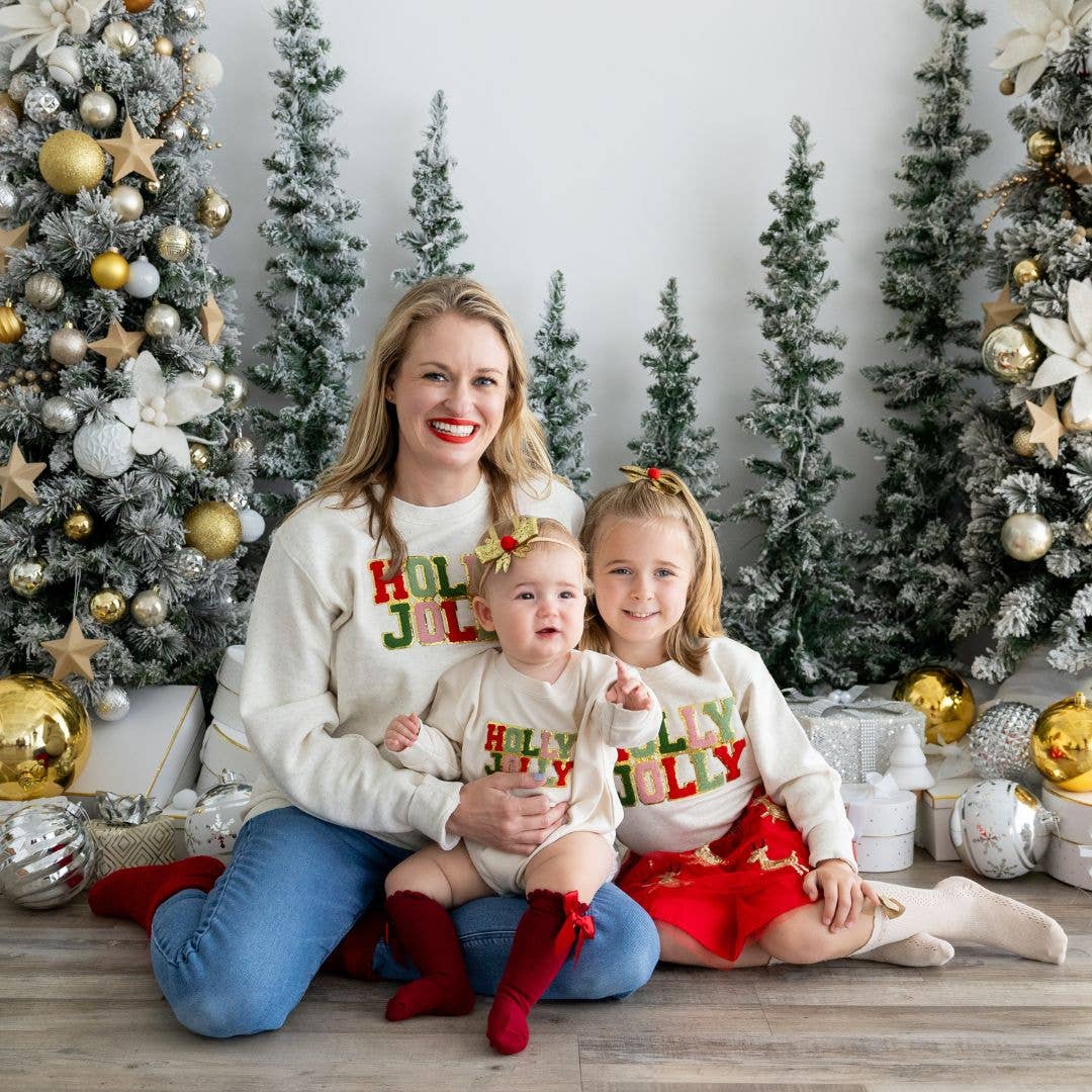 Holly Jolly Patch Christmas Sweatshirt - Kids Holiday - Princess and the Pea Boutique