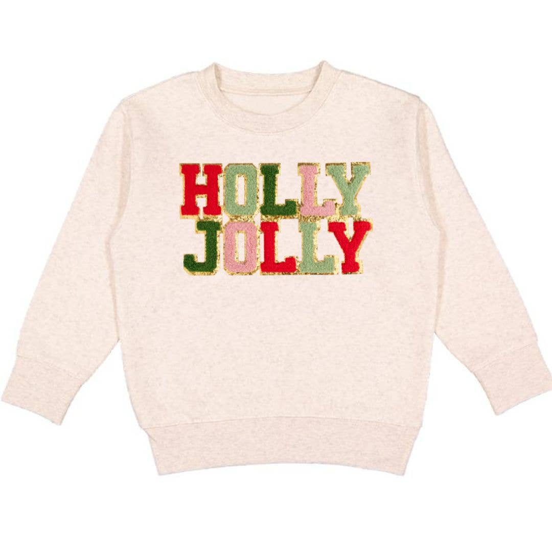 Holly Jolly Patch Christmas Sweatshirt - Kids Holiday - Princess and the Pea Boutique