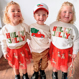 Holly Jolly Patch Christmas Sweatshirt - Kids Holiday - Princess and the Pea Boutique