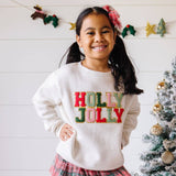 Holly Jolly Patch Christmas Sweatshirt - Kids Holiday - Princess and the Pea Boutique