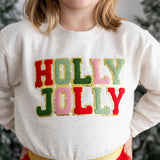 Holly Jolly Patch Christmas Sweatshirt - Kids Holiday - Princess and the Pea Boutique