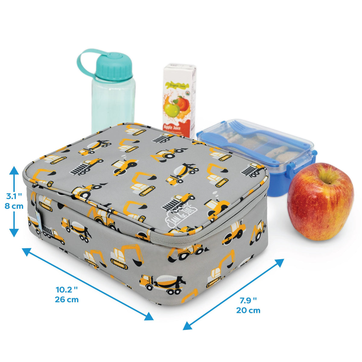 Jan N Jul Kids Lunch Bag - Grey Construction - Princess and the Pea Boutique